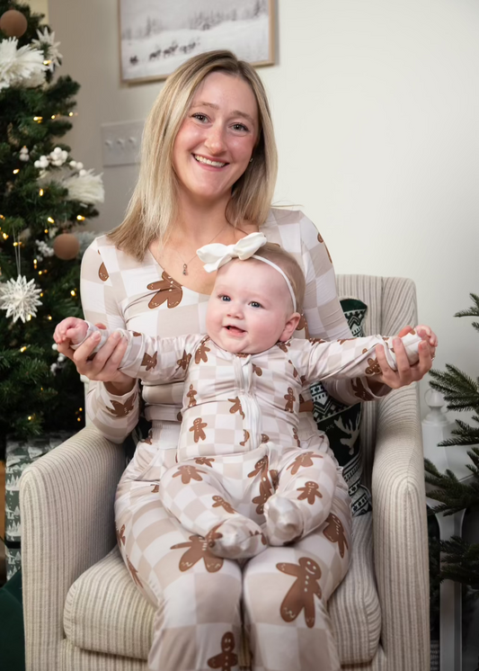 Bamboo Baby Christmas Sleepers | Matching Family Holiday Pajamas - Gingerbread - Rippers & Rascals