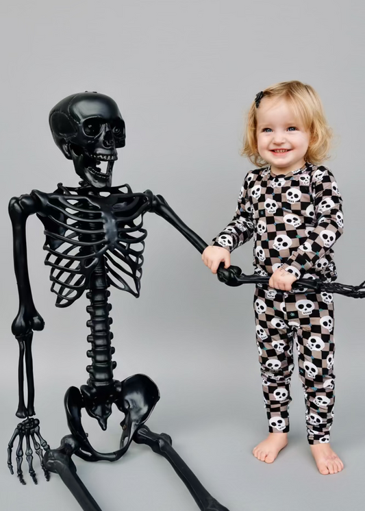 Bamboo Toddler Two-Piece Halloween Pajamas | Spooky Skull Set - Rippers & Rascals