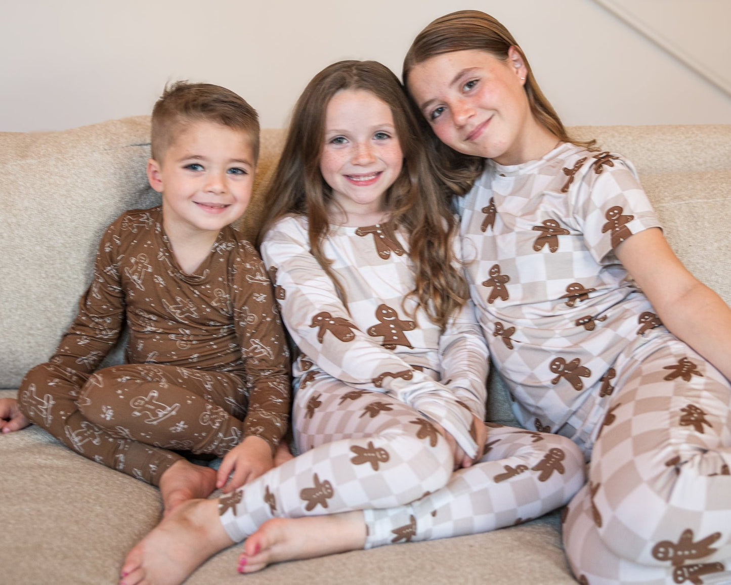Bamboo Toddler and Kids Christmas Pajamas | Matching Family Holiday Set - Skating Gingerbread - Rippers & Rascals