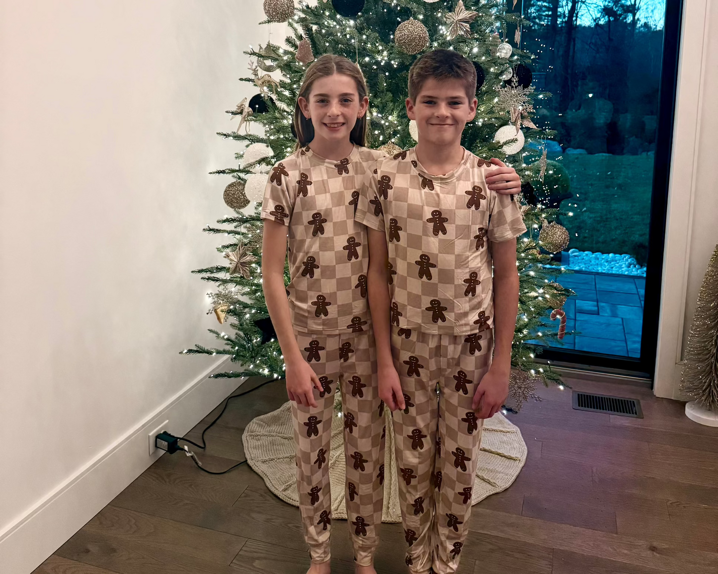Bamboo Youth Christmas Pajamas | Matching Family Holiday Set - Gingerbread - Rippers & Rascals