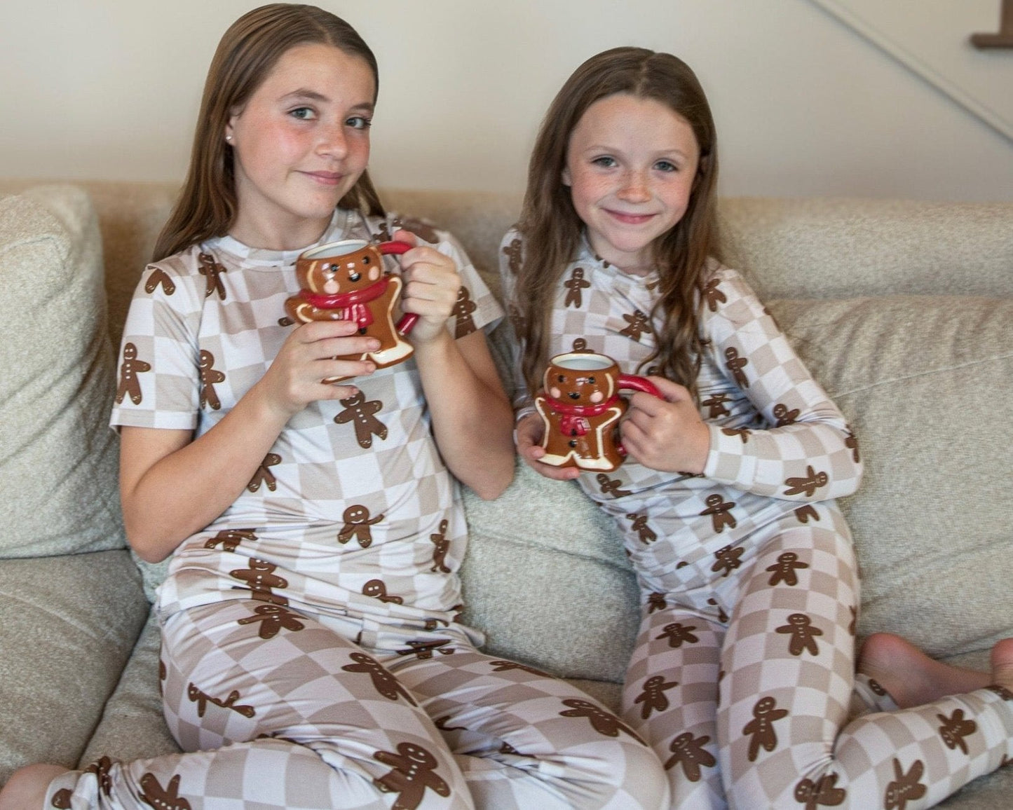 Bamboo Youth Christmas Pajamas | Matching Family Holiday Set - Gingerbread - Rippers & Rascals