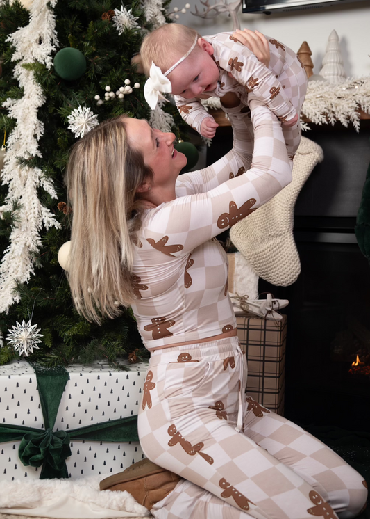 Bamboo Women’s Christmas Pajamas | Matching Holiday Family Set - Gingerbread - Rippers & Rascals