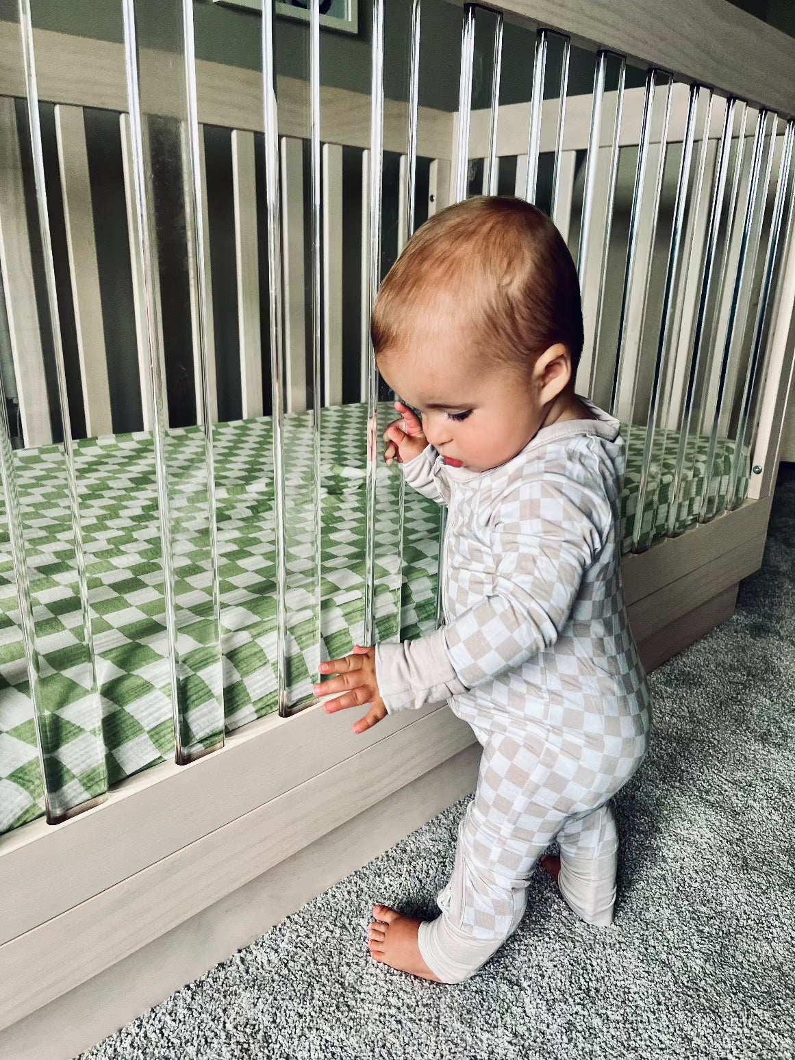 Checkered Bamboo Sleeper | Soft Baby Onesie - Rippers & Rascals