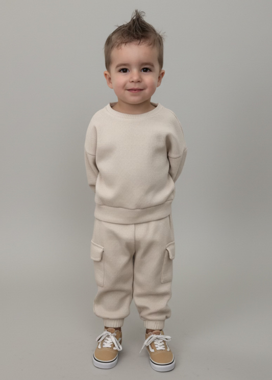 Travis Lightning Strike Waffle Jogger Set | Trendy Baby & Toddler Boys Outfit - Rippers & Rascals