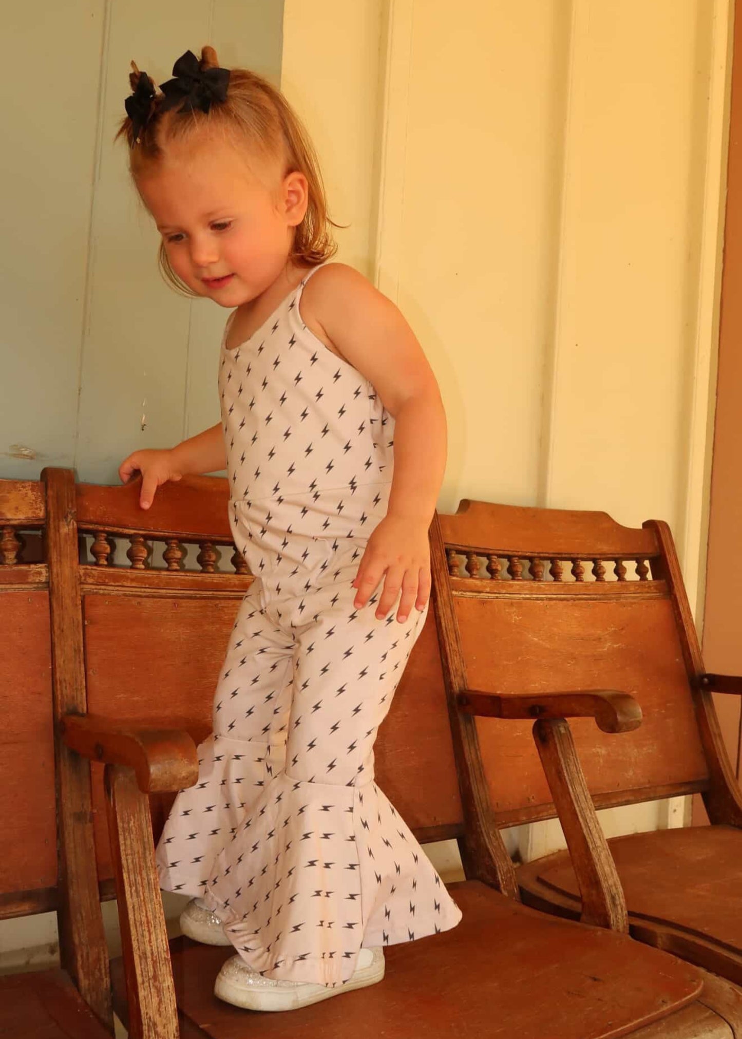 Toddler Girls Lightning Bolt Jumpsuit | Matching Sibling Outfit