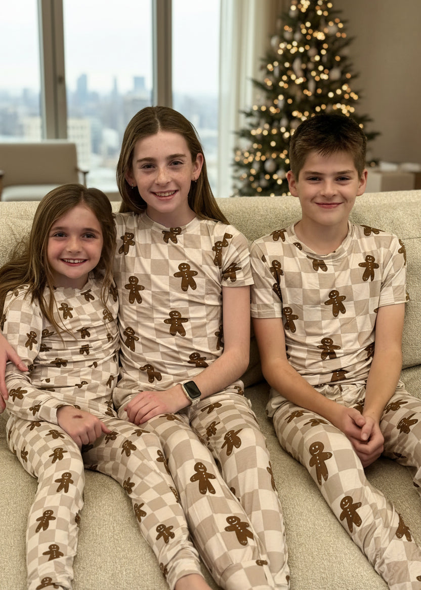 Bamboo Toddler & Kids Christmas Pajamas | Matching Family Holiday Set - Gingerbread - Rippers & Rascals