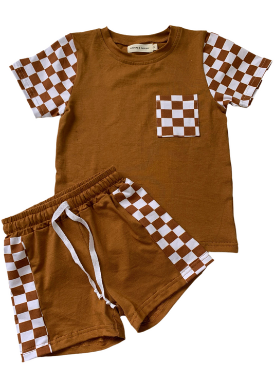 Cole Set | Brown Checkered Outfit - Rippers & Rascals