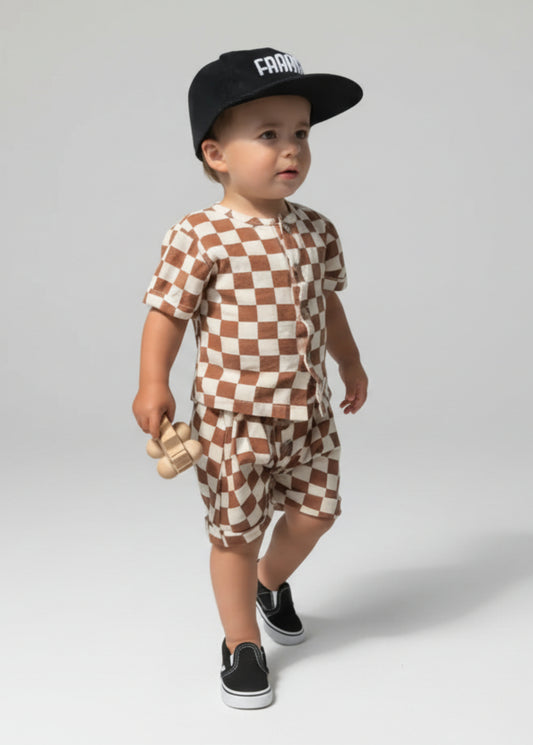 Gio Checkered Button-Down Set | Toddler Boys Summer Outfit - Rippers & Rascals