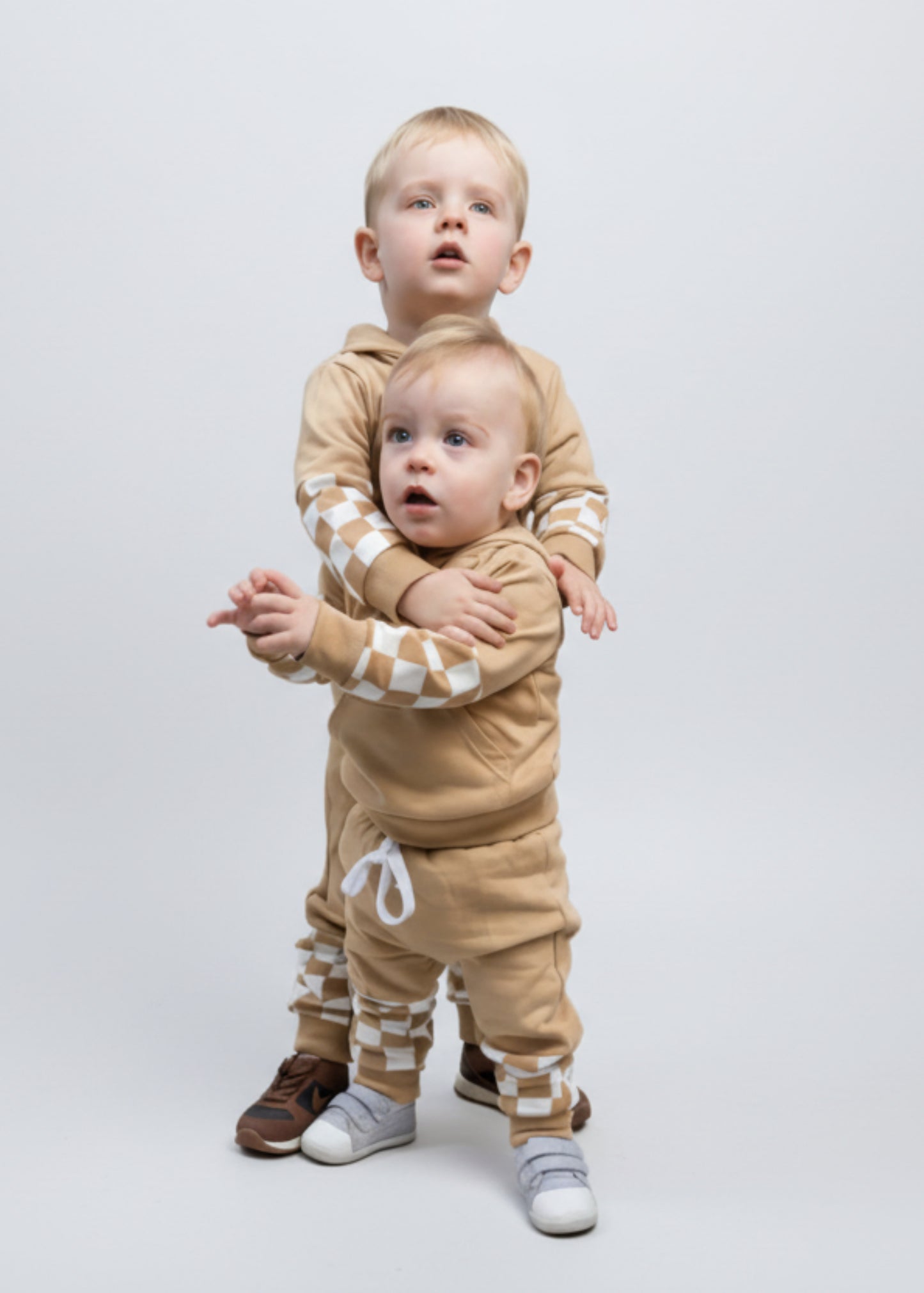 Ace Checkered Jogger Set | Neutral Toddler Fall Outfit - Rippers & Rascals