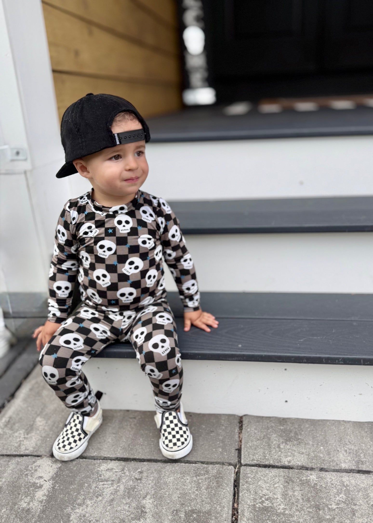 Bamboo Toddler Two-Piece Halloween Pajamas | Spooky Skull Set - Rippers & Rascals