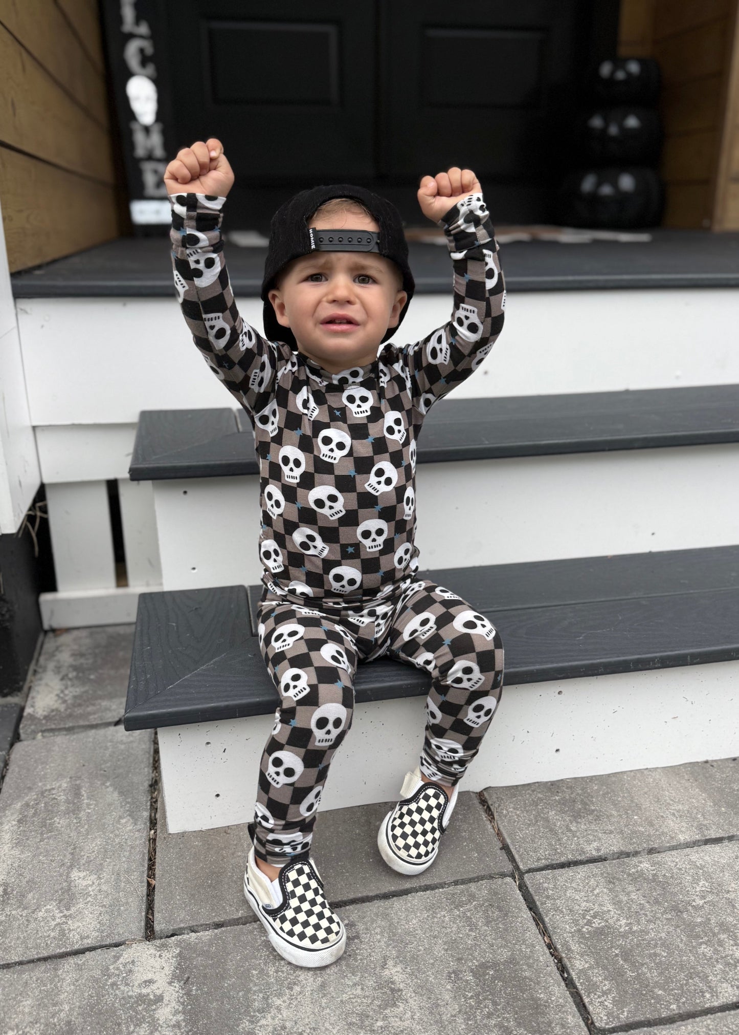 Bamboo Toddler Two-Piece Halloween Pajamas | Spooky Skull Set - Rippers & Rascals