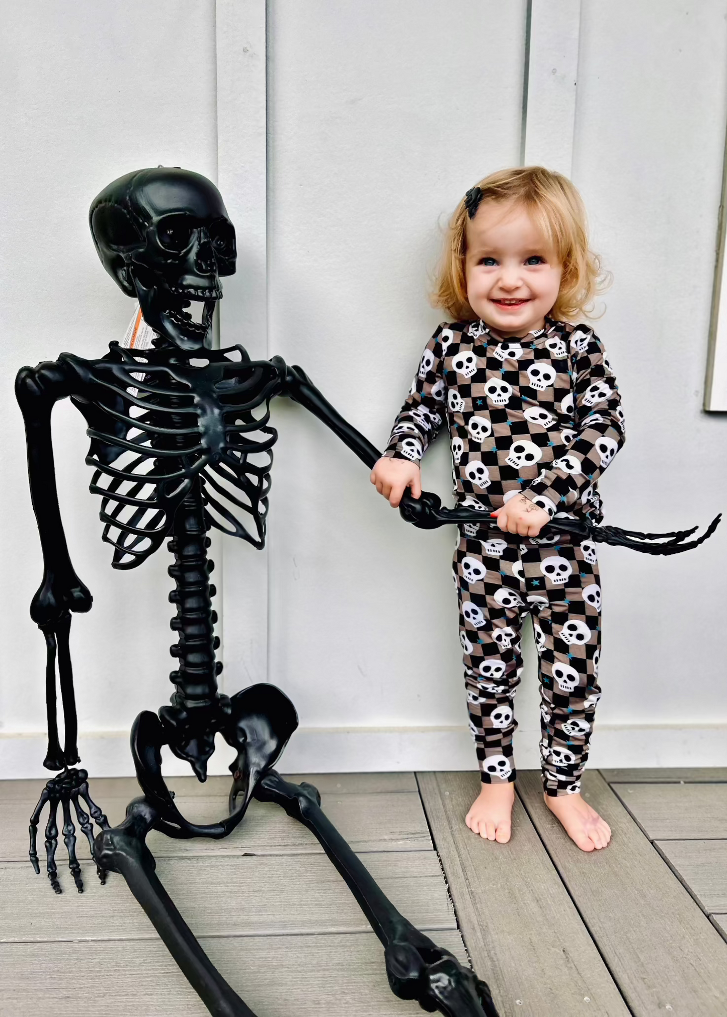 Bamboo Toddler Two-Piece Halloween Pajamas | Spooky Skull Set - Rippers & Rascals