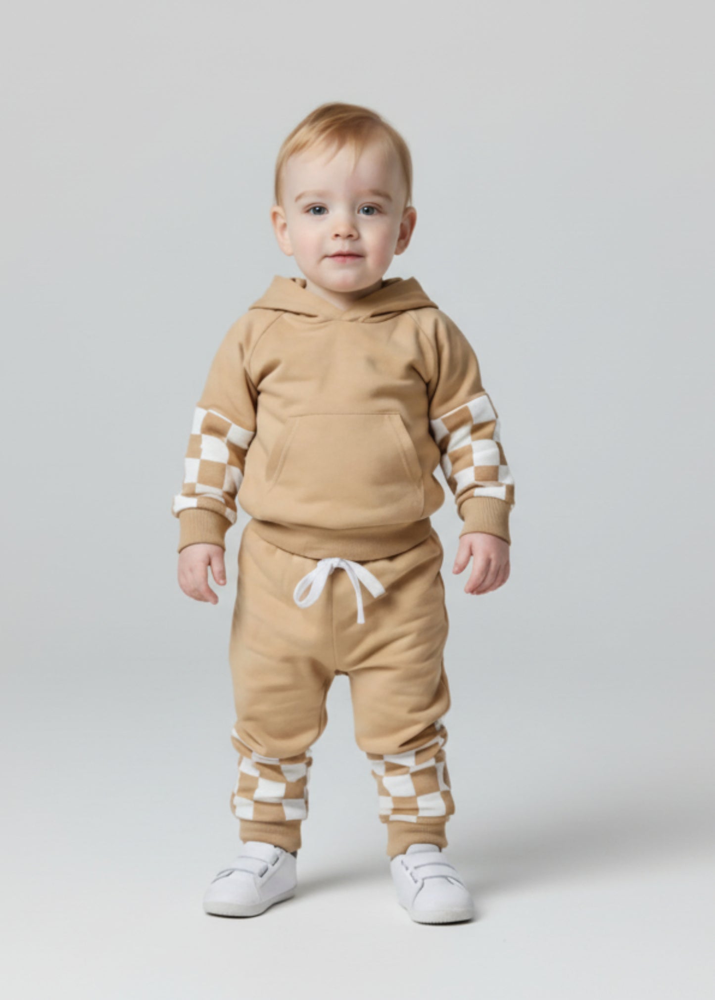 Ace Checkered Jogger Set | Neutral Toddler Fall Outfit - Rippers & Rascals