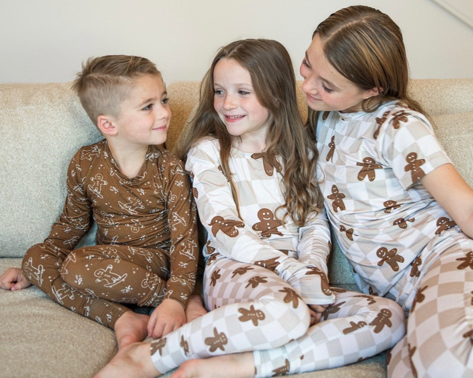 Toddler and Kids Bamboo Holiday Pajamas - Skateboarding Gingerbread