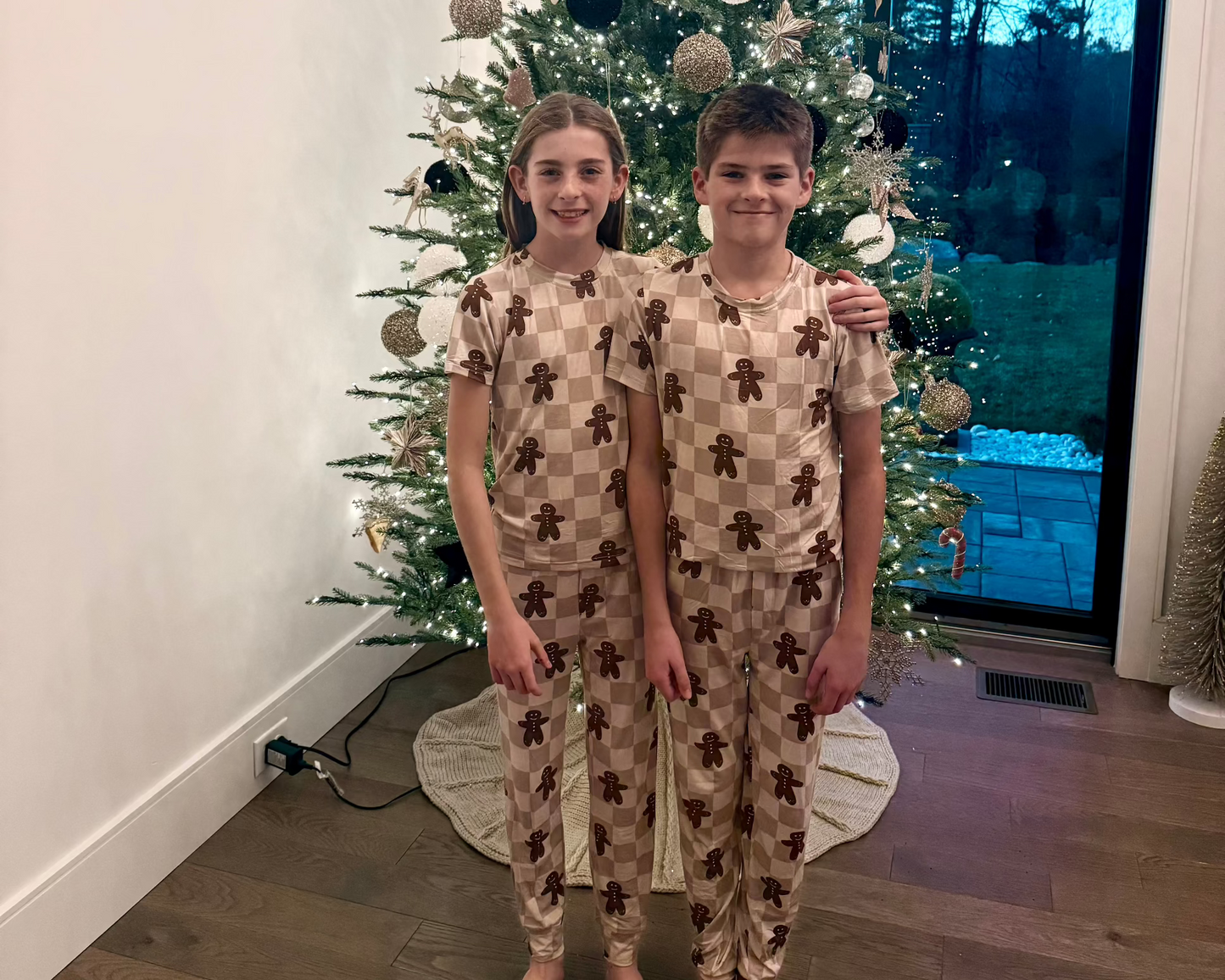 Kids Bamboo Matching Family Holiday Pajamas - Gingerbread