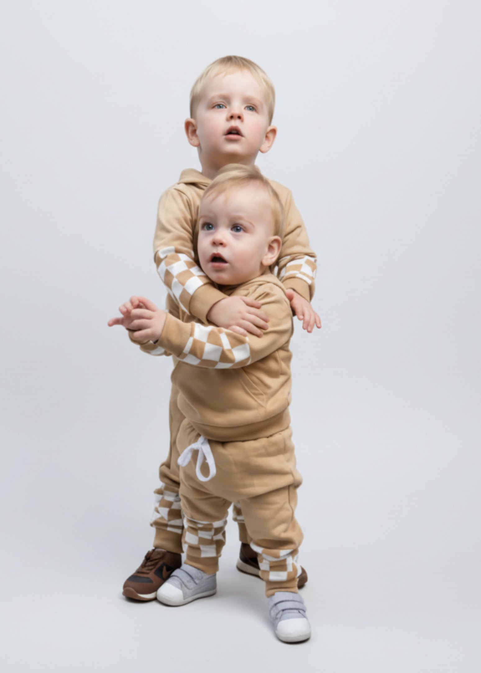 Ace Checkered Jogger Set | Neutral Toddler Fall Outfit - Rippers & Rascals